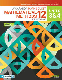 Jacaranda Maths Quest 12 Mathematical Methods Units 3&4 for Queensland eBookPLUS & Print + StudyOn Mathematical Methods Units 3&4 for Qld (Book Code) Image