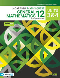 Jacaranda Maths Quest 12 General Mathematics Units 3&4 for Queensland eBookPLUS & Print + StudyOn General Mathematics Units 3&4 for Qld (Book Code) Image